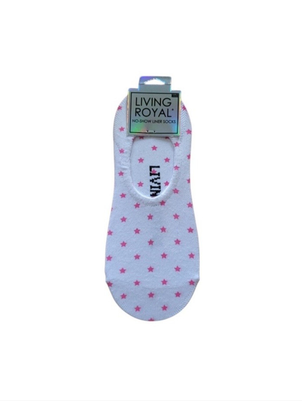 NEW Living Royal Women's No-Show Pink Stars Liner Socks - One Size Fits Most